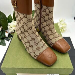 SOLD!!!!!  Gucci, GG canvas/leather, monogram ankle boots, size 40 made in Italy